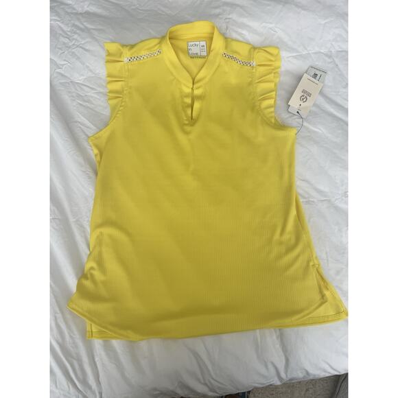 LUCKY IN LOVE WOMEN'S Chill Play Tank GOLF TENNIS PICKLEBALL Zest Yellow - Picture 9 of 9